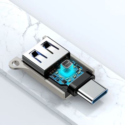 3. Joyroom S-H151 USB-C (männlich) / USB-A (weiblich) Adapter mit Lanyard-Öse – Silber