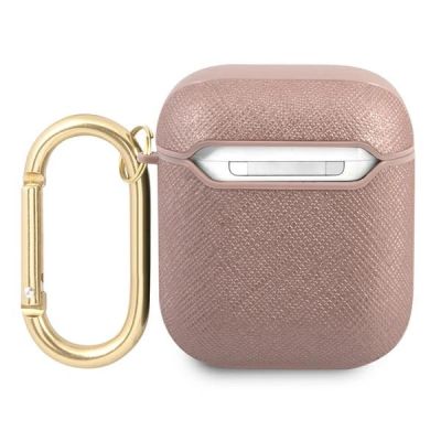 2. Guess GUA2SASMP AirPods decken die rosa/rosa Saffiano Script Metal Collection ab