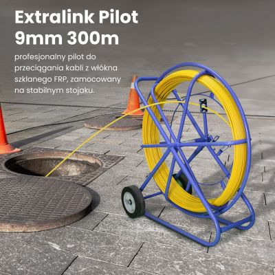 4. Extralink Pilot-Kabelzieher Pilot 9 mm 300 m GFK Glasfaser, Durchmesser 9 mm, Länge 300 m, Gelb