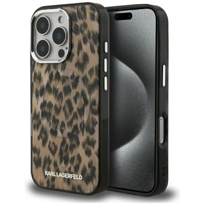 Karl Lagerfeld IML Leopard Pattern MagSafe Case für iPhone 16 Pro Max - Braun