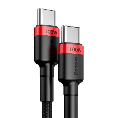 4. Baseus CATKLF-AL91 USB-C – USB-C PD QC-Kabel 100 W 5 A 480 Mbit/s 2 m – Schwarz und Rot