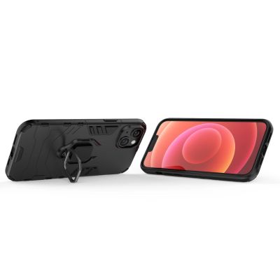 7. Ring Armor Hülle für iPhone 14 gepanzerte Hülle magnetischer Haltering schwarz
