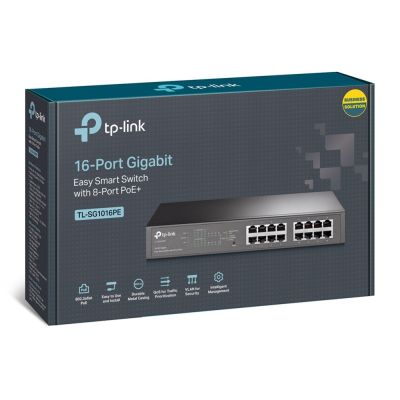 4. TP-Link TL-SG1016PE Managed Network Switch L2 Gigabit Ethernet (10/100/1000) PoE-Unterstützung Schwarz