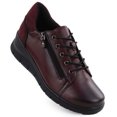 8. Bordeauxfarbene Damen-Lederschuhe mit Keilabsatz Vinceza 39964