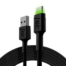 GREEN CELL KABGC13 GC RAY USB-KABEL – USB-C 200 cm, grüne LED, Schnellladefunktion (Ultra Charge), QC 3.0