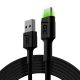 GREEN CELL KABGC13 GC RAY USB-KABEL – USB-C 200 cm, grüne LED, Schnellladefunktion (Ultra Charge), QC 3.0
