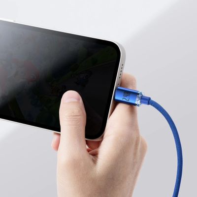 7. Baseus Crystal Shine Series Kabel USB-Kabel für schnelles Aufladen und Datenübertragung USB Typ A - Lightning 2.4A 2m blau (CAJY000103)