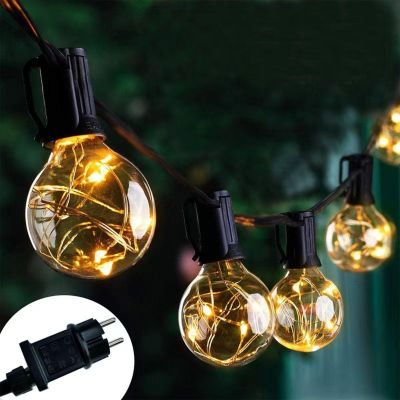 11. Lichterkette für den Außenbereich, 20 Glühbirnen, 100 LEDs, 5,8 m, 230 V