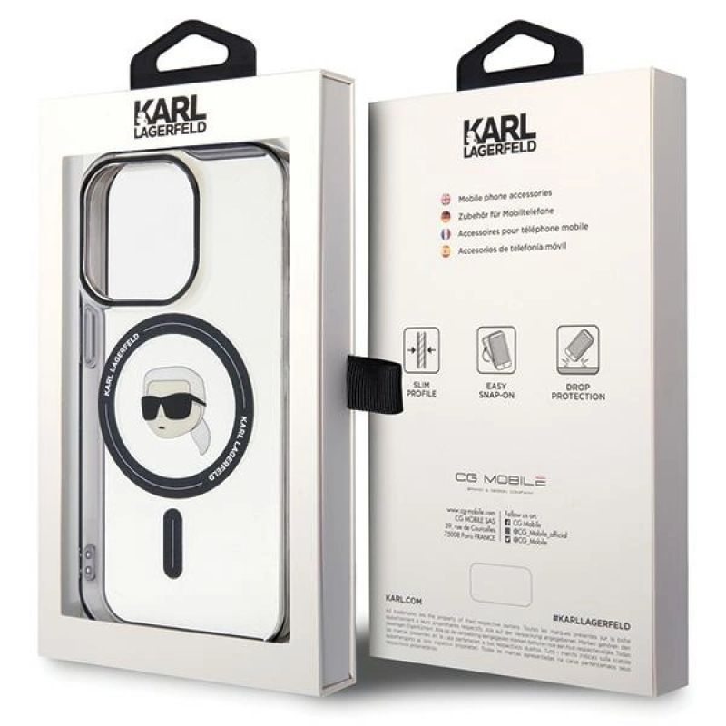 8. Karl Lagerfeld KLHMP15XHKHNOTK iPhone 15 Pro Max 6,7" transparentes Hardcase IML Karl`s Head MagSafe