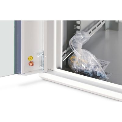 22. DYNAmic 19" 9U 600x600 Wand-Netzwerkschrank, Glastür, grau, ungeteilt, montiert, 60 kg