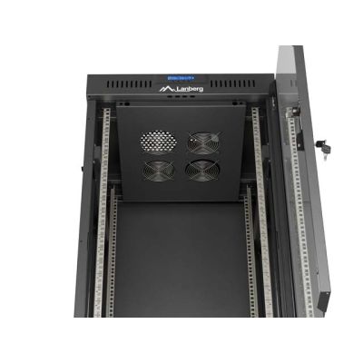 24. LANBERG Standschrank 19" 24U 600x600 Schwarze Glastür LCD (Flatpack) V2