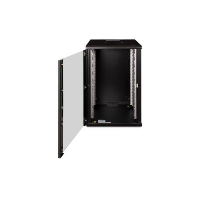 15. Digitus Unique 19" 20HE Rackmount-Netzwerkschrank 600x600 mm, Glastür, schwarz, ungeteilt, montiert, 100 kg