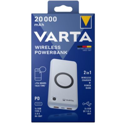 2. Varta 57909 101 111 Powerbank Lithium-Polymer (LiPo) 20000 mAh Kabelloses Laden Weiß