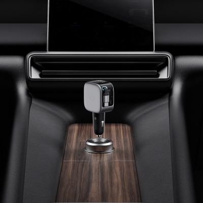 20. Cuktech CC903P 100W Kfz-Ladegerät mit Display und 70 cm langem, einziehbarem USB-C-Kabel – Grau