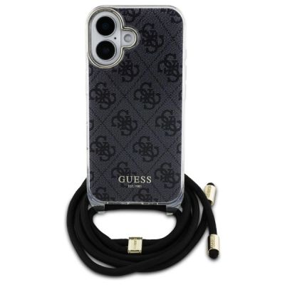 2. Guess Crossbody Cord 4G Print Hülle für iPhone 16 – Schwarz