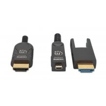 MANHATTAN Hochgeschwindigkeits-Aktiv-Glasfaserkabel mit abnehmbarem Stecker, 4K@60Hz UHD, HDMI-Stecker auf Micro-HDMI-Stecker (Typ D) und abnehmbarer HDMI-Stecker (Typ A), 20 m, HEC, ARC, vergoldete Kontakte