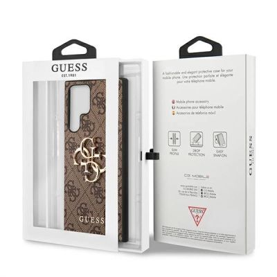 8. Guess 4G Big Metal Logo Case für Samsung Galaxy S22 Ultra - Braun