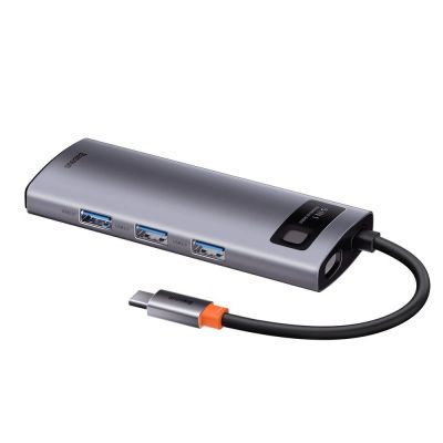4. Baseus Metal Gleam Series 5-in-1 Multifunktions-HUB USB Typ C - USB Typ C Stromversorgung 100 W / HDMI 4K 30 Hz / 3x USB 3.2 Gen 1 (CAHUB-CX0G)