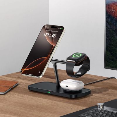 7. Tech-Protect QI15W-A45 3-in-1-Wireless-Ladegerät mit MagSafe für Apple -Geräte – Schwarz