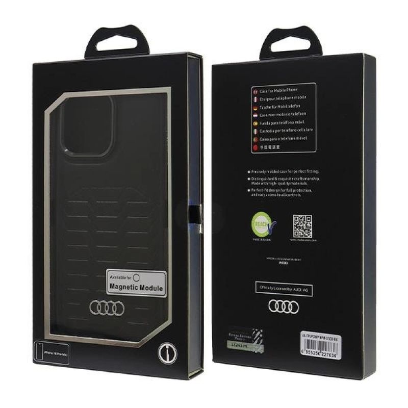 7. Audi Kunstleder MagSafe iPhone 16 Pro Max 6,9" schwarz/schwarz Hardcase AU-TPUPCMIP16PM-GT/D3-BK