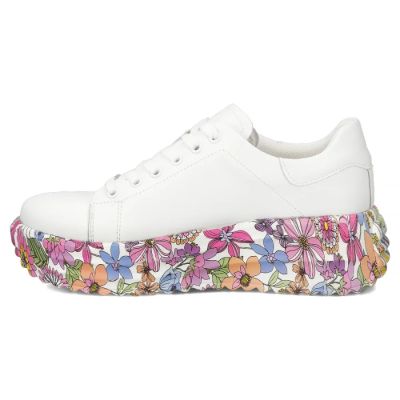 4. Leder-Plateau-Sneaker mit weißem Blumenmuster Filippo DP7507