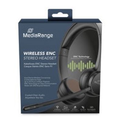 5. MediaRange MROS307 Kopfhörer/Headset Kabelloses Kopfband Anrufe/Musik USB Typ-C Bluetooth Schwarz
