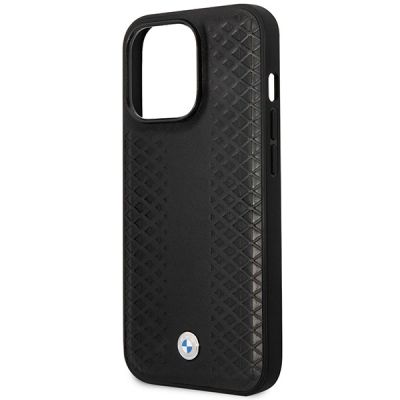 6. Hülle BMW BMHMP14L22RFGK iPhone 14 Pro 6.1" schwarz/schwarz Leder Rautenmuster MagSafe