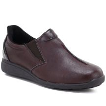 Damen-Lederschuhe mit Keilabsatz, bordeauxrot M.Daszyński SFY2647-5
