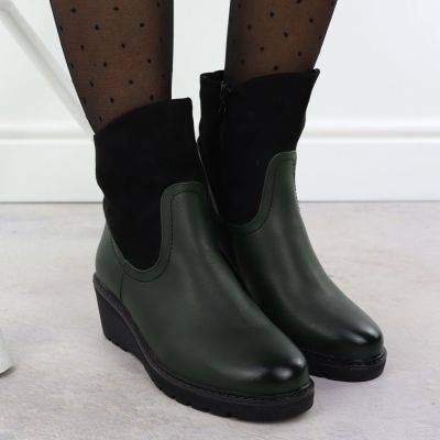 7. grüne Wildleder-Keilstiefel für Damen, M.Daszyński 2510