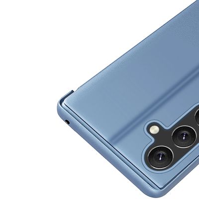 6. Clear View Case Hülle für Samsung Galaxy S25+ Hülle mit Klappe - Blau