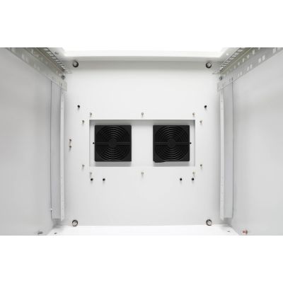 53. Digitus 19" 12U 600x600 Wand-Netzwerkschrank, Volltür, grau, ungeteilt, montiert, IP55, 100 kg