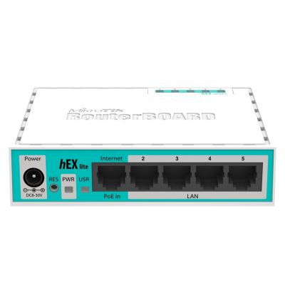 2. Mikrotik hEX lite Router (RB750r2) Anzahl Ethernet-Ports: 5; Architektur: MIPSBE; CPU-Kern: 1