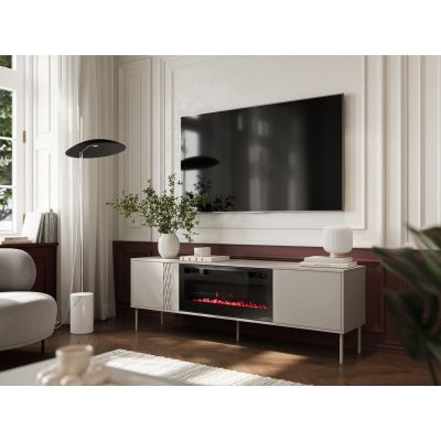 3. EF TV-Schrank + schwarzer TRESSE Kamin 180x40x54,5 cm, Kaschmir matt