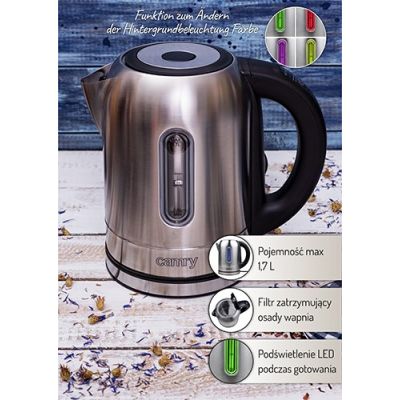 23. Wasserkocher Adler CR 1253 (2200 W, 1,7 l; Edelstahlfarbe)