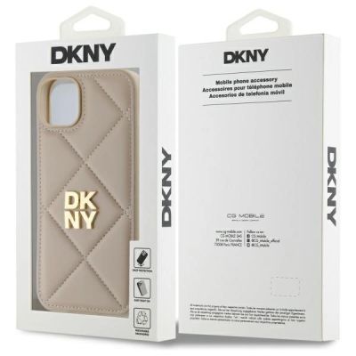 8. DKNY Quilted Stack Logo iPhone 15 Plus Hülle – Beige