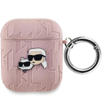 Karl Lagerfeld Monogram Karl & Choupette Head Case für AirPods 1/2 – Rosa
