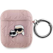 Karl Lagerfeld Monogram Karl & Choupette Head Case für AirPods 1/2 – Rosa