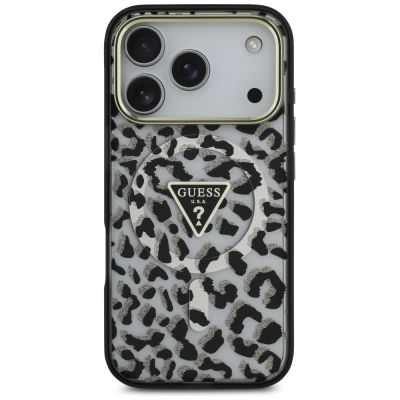 3. Guess Leopard Glitter MagSafe Hülle für iPhone 17 Pro - Schwarz