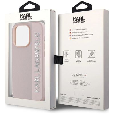 8. Karl Lagerfeld Saffiano Rhinestones & Charm Hülle für iPhone 15 Pro Max – Rosa