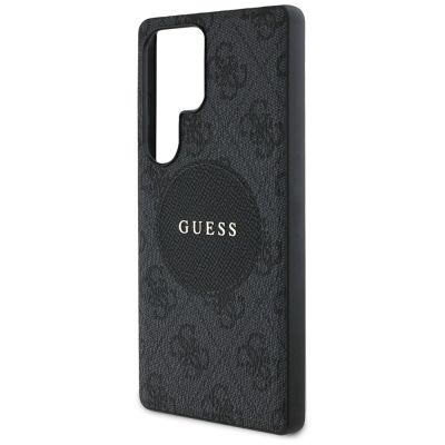 6. Guess 4G Round Patch Classic Logo MagSafe Hülle für Samsung Galaxy S25 Ultra schwarz