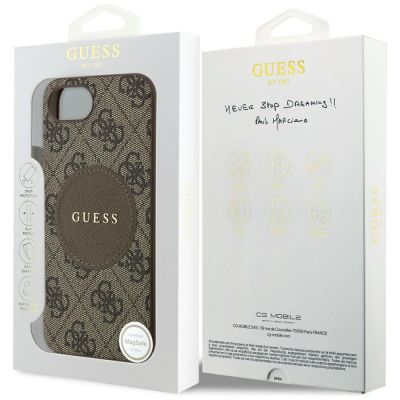 8. Guess 4G Circle Classic Logo MagSafe Hülle für iPhone 16e - braun