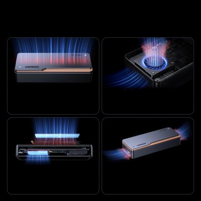 3. Ugreen D703 USB4 40Gb/s M.2 NVMe SSD-Gehäuse mit aktiver Kühlung – Grau