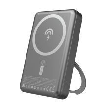 Dudao K28 10000 mAh PD 22,5 W MagSafe Powerbank mit Metallgehäuse und Ringständer - Grau