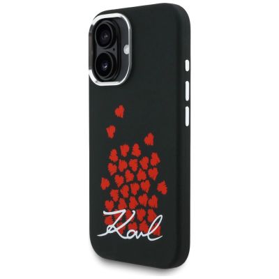 2. Karl Lagerfeld Silikonhülle mit Herzlogo und MagSafe-Funktion für iPhone 16 – Schwarz