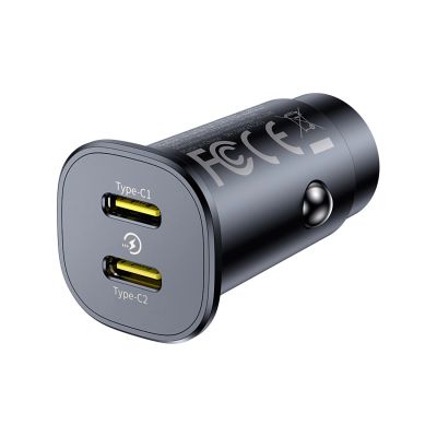 4. Baseus GoTrip 2 x USB-C 30W Autoladegerät - Schwarz