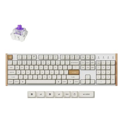 Keychron K10 HE Gaming-Tastatur USB + RF Wireless + Bluetooth QWERTZ Englisch Weiß, Holz