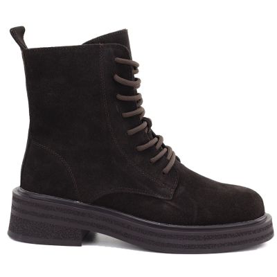 2. Damen-Ankle-Boots aus Leder, Wildleder, Schokoladenbraun, Sergio Leone TR-02