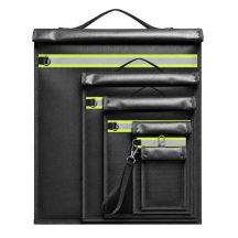Set mit 5 feuerfesten RFID-Blockiertaschen OTN-5R mit Griff und Reflektor – Schwarz