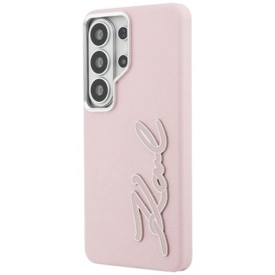 2. Karl Lagerfeld Schutzhülle mit genarbtem Logo aus Metallharz für Samsung Galaxy S26 Ultra – Pink
