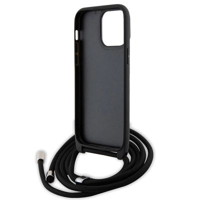 6. Karl Lagerfeld KLHCP14XSAKCPSK Hülle für iPhone 14 Pro Max 6,7" Hardcase – Schwarz Crossbody Saffiano Metal Pin Karl&Choupette